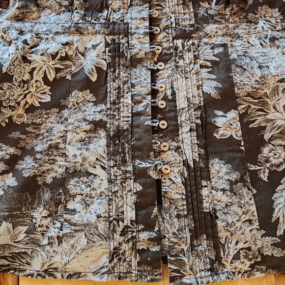 JNY Brown Long Sleeve Shirt Size Petite Large Cotton Floral Old Money Minimalist - Picture 5 of 6